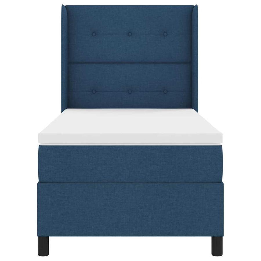 Boxspringbed met kussen met hoofdeinde Blauw 200 x 90 cm Stof