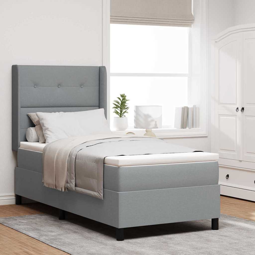 Boxspringbed met kussen Lichtgrijs 200 x 100 cm Stof