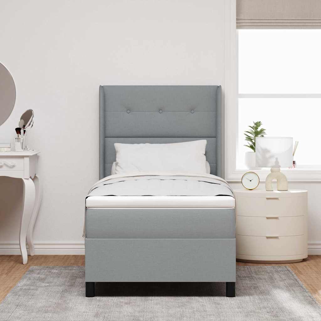 Boxspringbed met kussen Lichtgrijs 200 x 100 cm Stof
