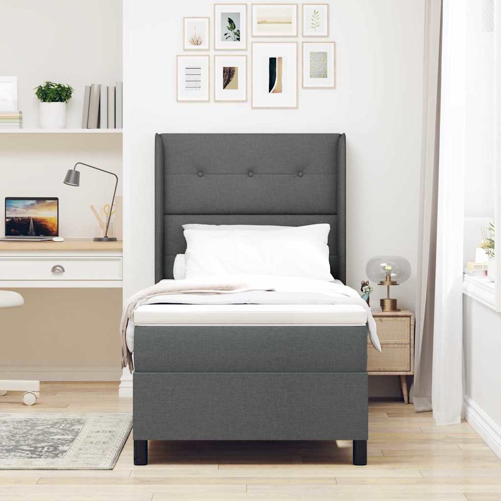 Boxspringbed met kussen Donkergrijs 200 x 100 cm Stof