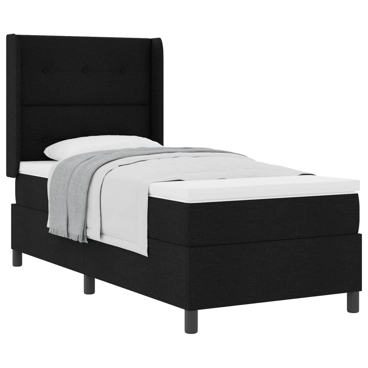 Boxspringbed met kussen met hoofdeinde Zwart 200 x 100 cm Stof