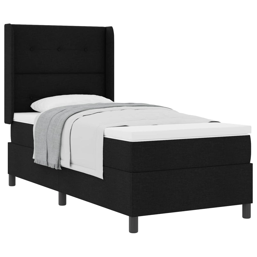 Boxspringbed met kussen met hoofdeinde Zwart 200 x 100 cm Stof