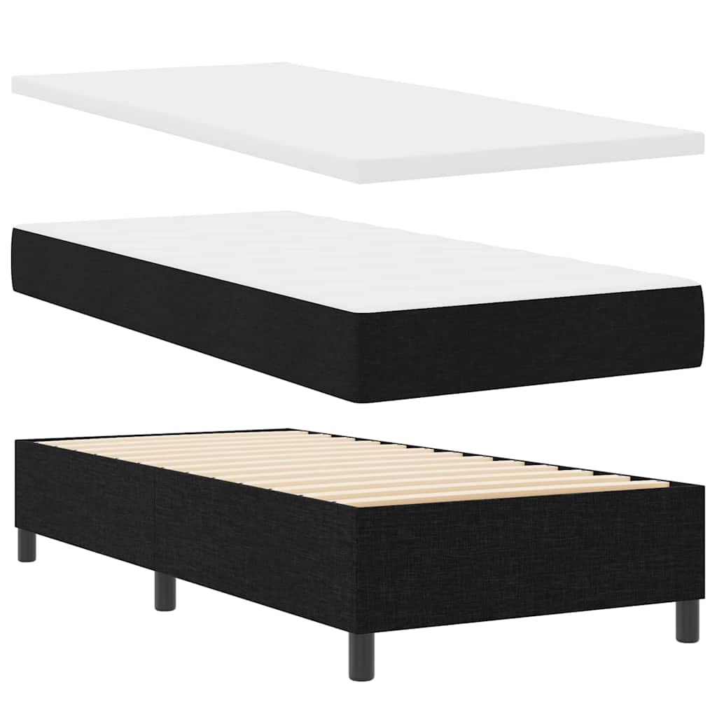 Boxspringbed met kussen met hoofdeinde Zwart 200 x 100 cm Stof