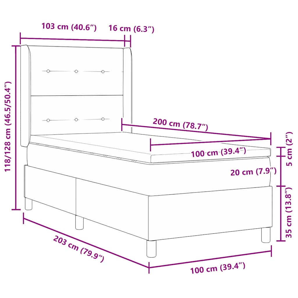 Boxspringbed met kussen met hoofdeinde Zwart 200 x 100 cm Stof