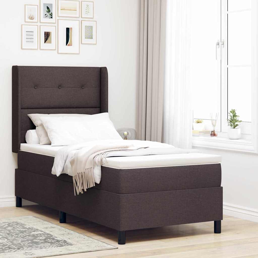 Boxspringbed met kussen Donkerbruin 200 x 100 cm Stof