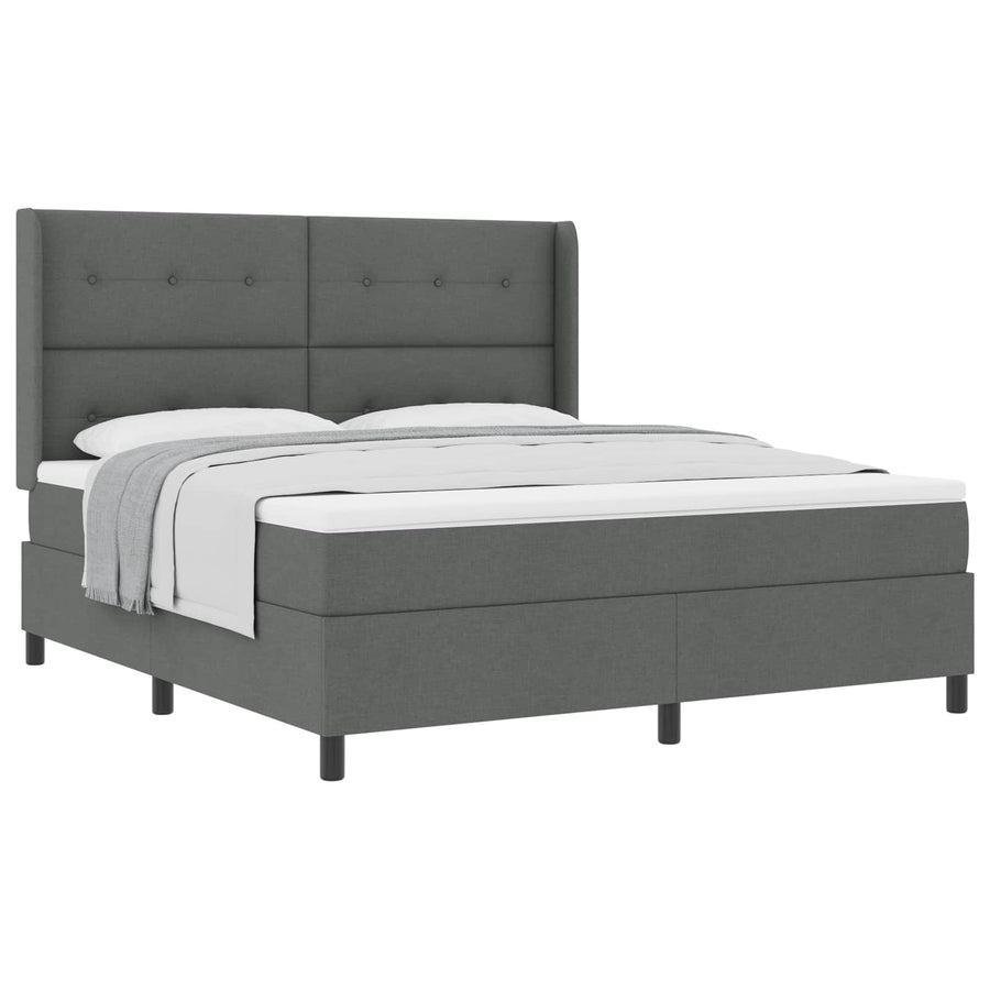 Boxspringbed met kussen Donkergrijs 200 x 180 cm Stof