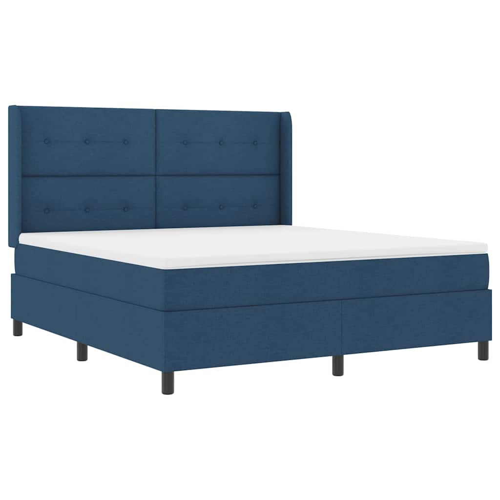 Boxspringbed met kussen met hoofdeinde Blauw 200 x 180 cm Stof