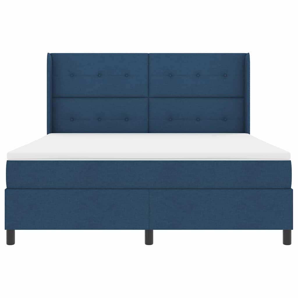 Boxspringbed met kussen met hoofdeinde Blauw 200 x 180 cm Stof