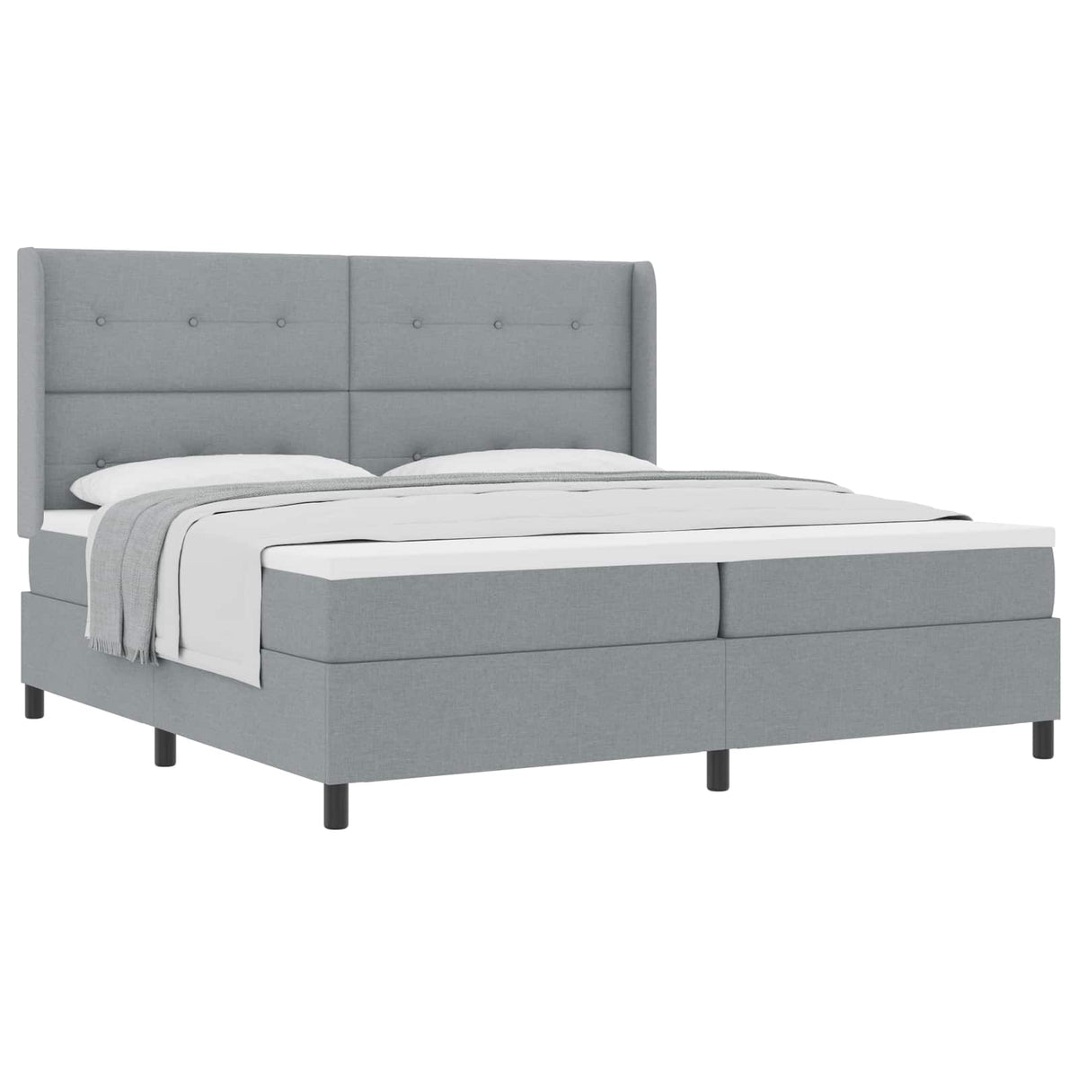 Boxspringbed met kussen Lichtgrijs 200 x 200 cm Stof