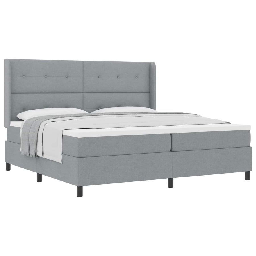 Boxspringbed met kussen Lichtgrijs 200 x 200 cm Stof