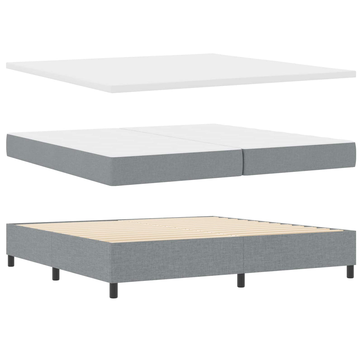 Boxspringbed met kussen Lichtgrijs 200 x 200 cm Stof
