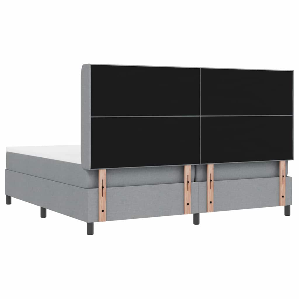 Boxspringbed met kussen Lichtgrijs 200 x 200 cm Stof