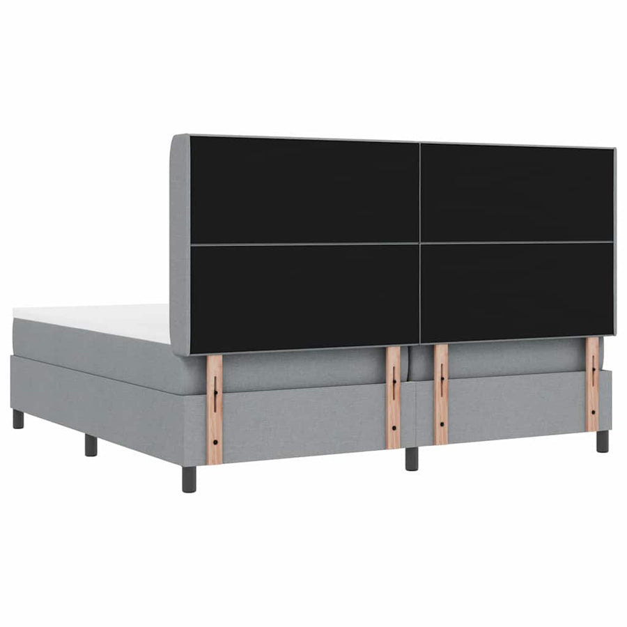 Boxspringbed met kussen Lichtgrijs 200 x 200 cm Stof