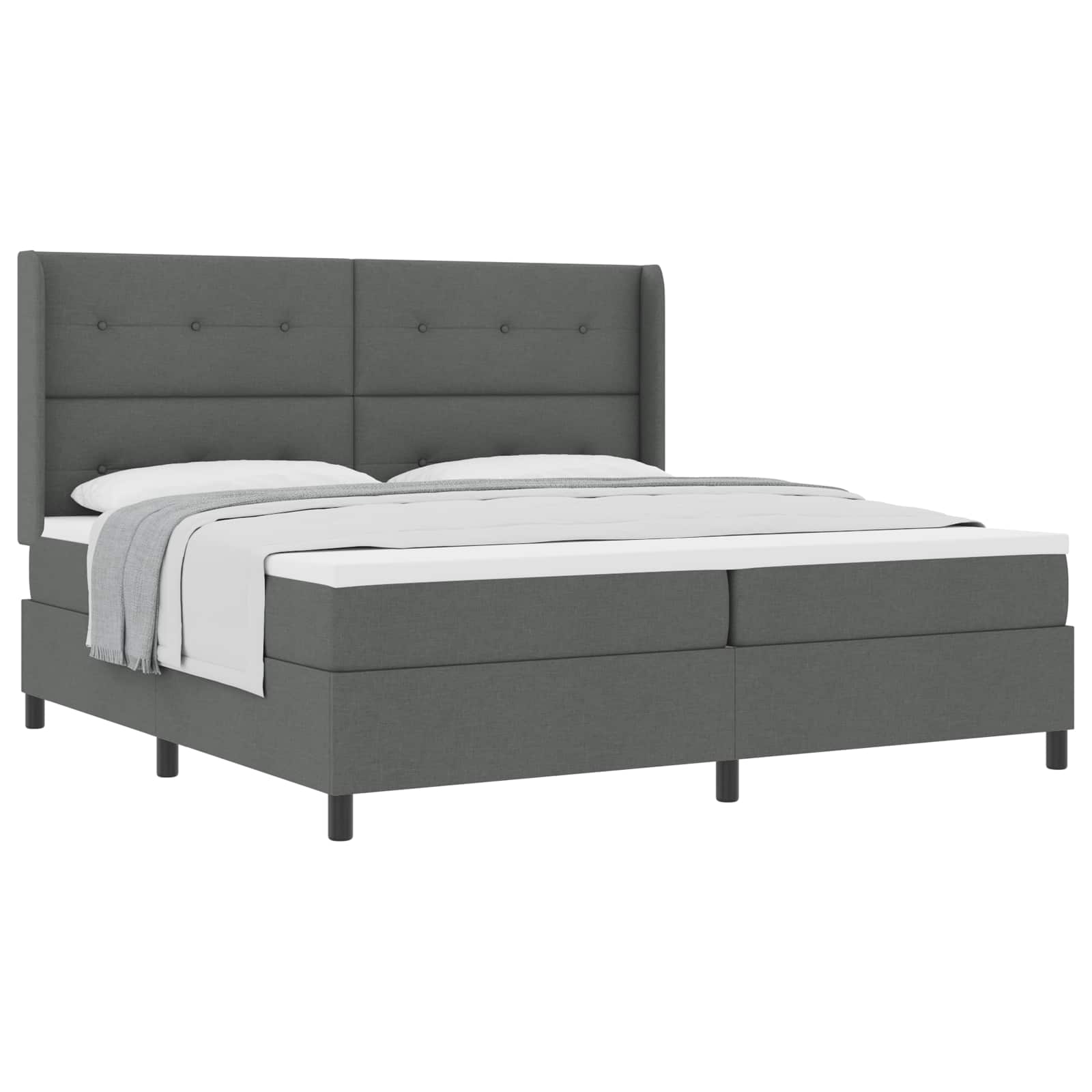 Boxspringbed met kussen Donkergrijs 200 x 200 cm Stof