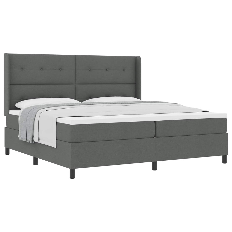 Boxspringbed met kussen Donkergrijs 200 x 200 cm Stof