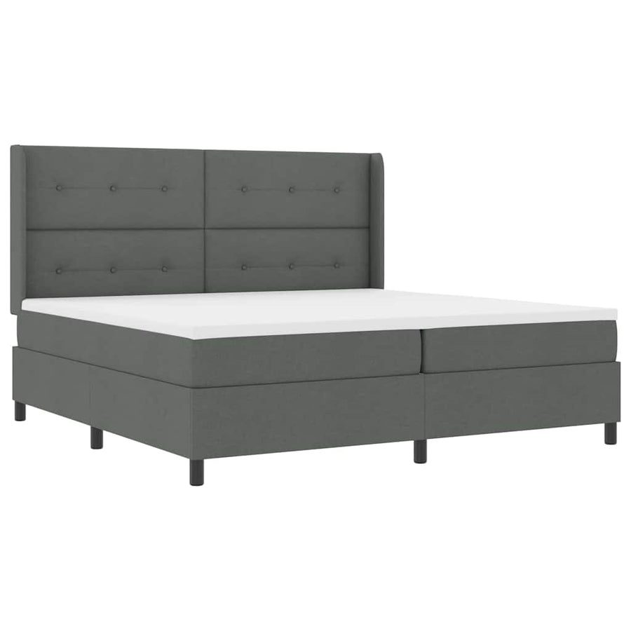 Boxspringbed met kussen Donkergrijs 200 x 200 cm Stof