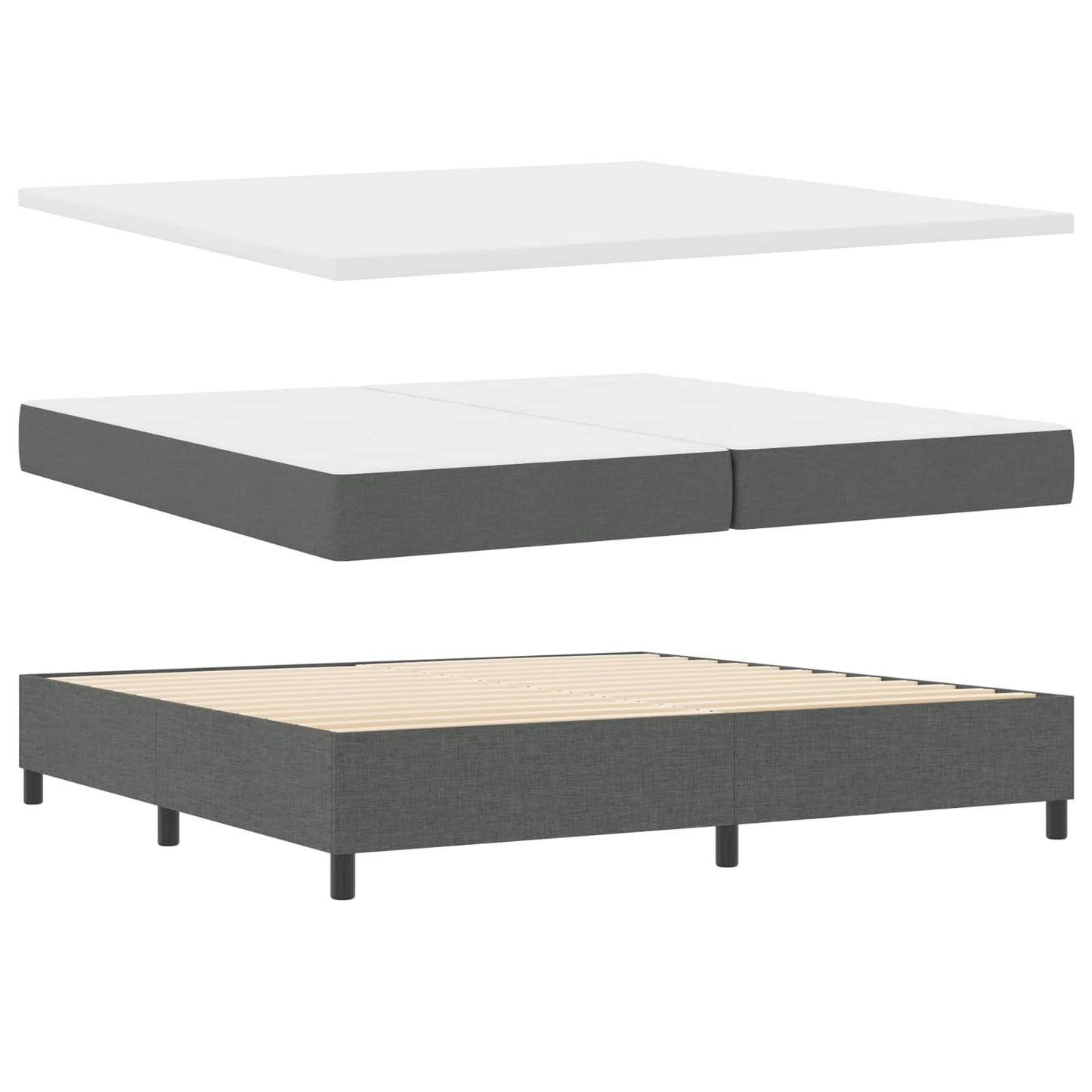 Boxspringbed met kussen Donkergrijs 200 x 200 cm Stof