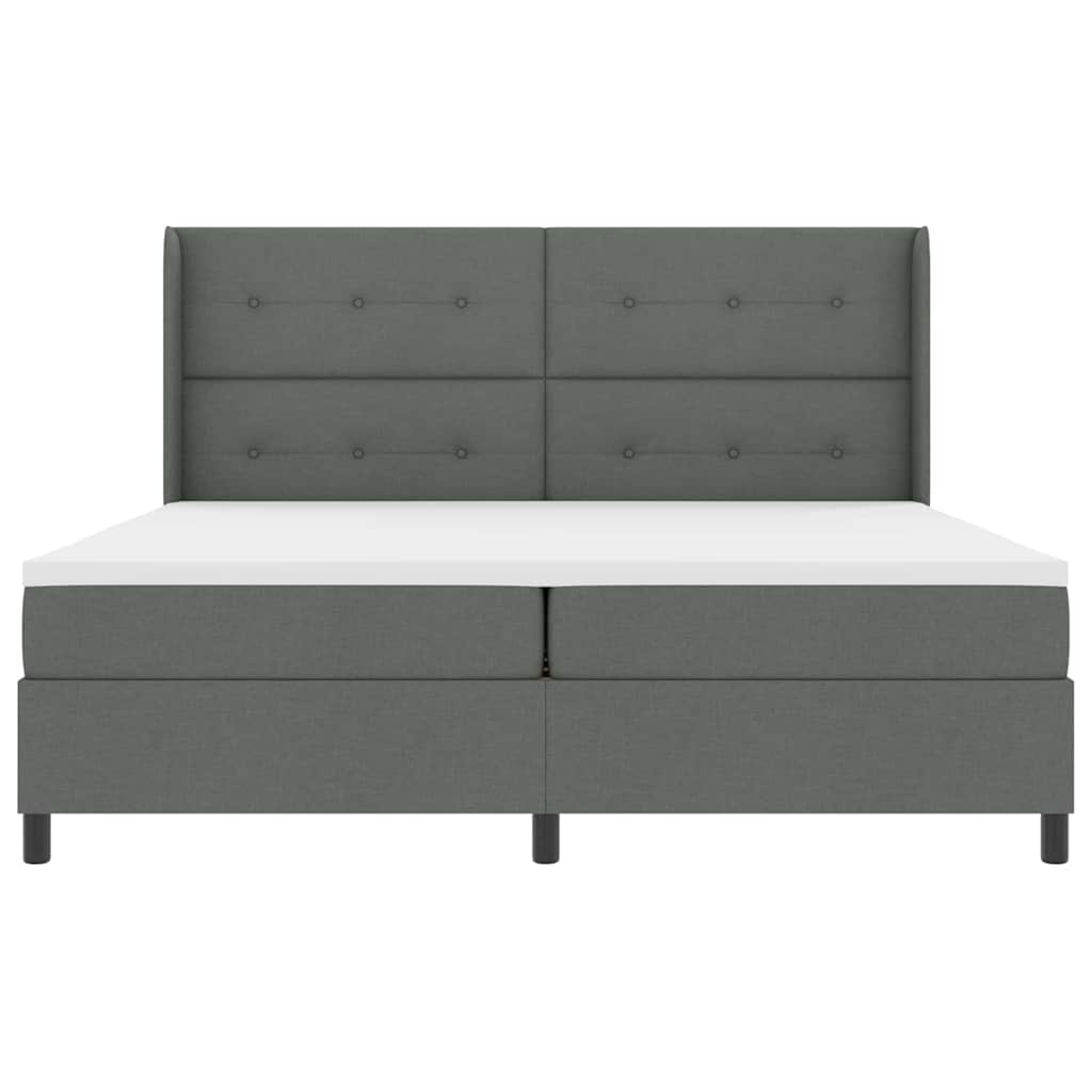 Boxspringbed met kussen Donkergrijs 200 x 200 cm Stof