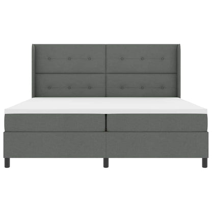 Boxspringbed met kussen Donkergrijs 200 x 200 cm Stof