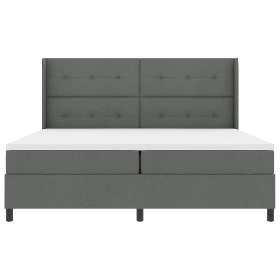Boxspringbed met kussen Donkergrijs 200 x 200 cm Stof