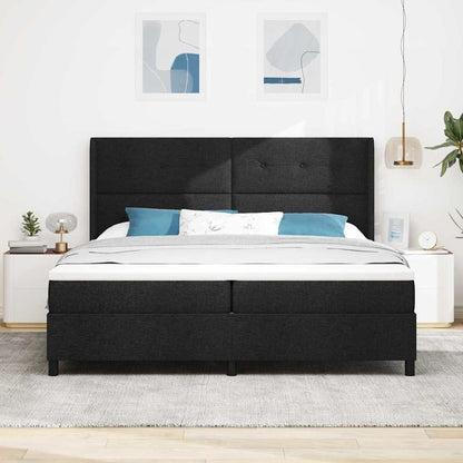 Boxspringbed met kussen met hoofdeinde Zwart 200 x 200 cm Stof