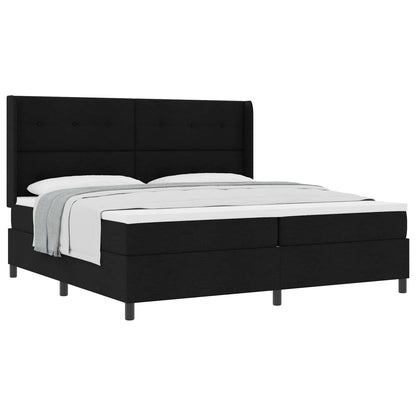 Boxspringbed met kussen met hoofdeinde Zwart 200 x 200 cm Stof