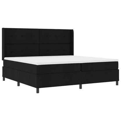 Boxspringbed met kussen met hoofdeinde Zwart 200 x 200 cm Stof
