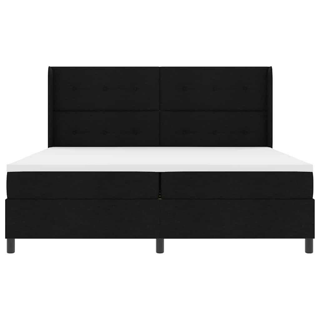 Boxspringbed met kussen met hoofdeinde Zwart 200 x 200 cm Stof
