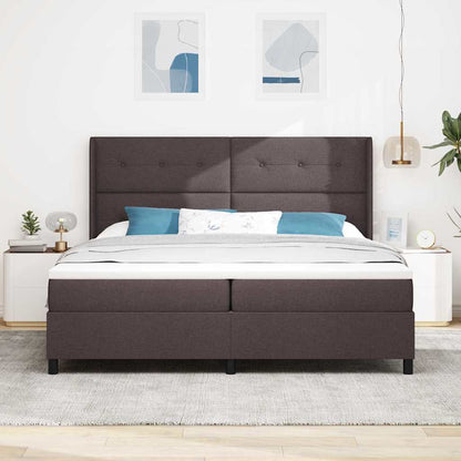 Boxspringbed met kussen Donkerbruin 200 x 200 cm Stof