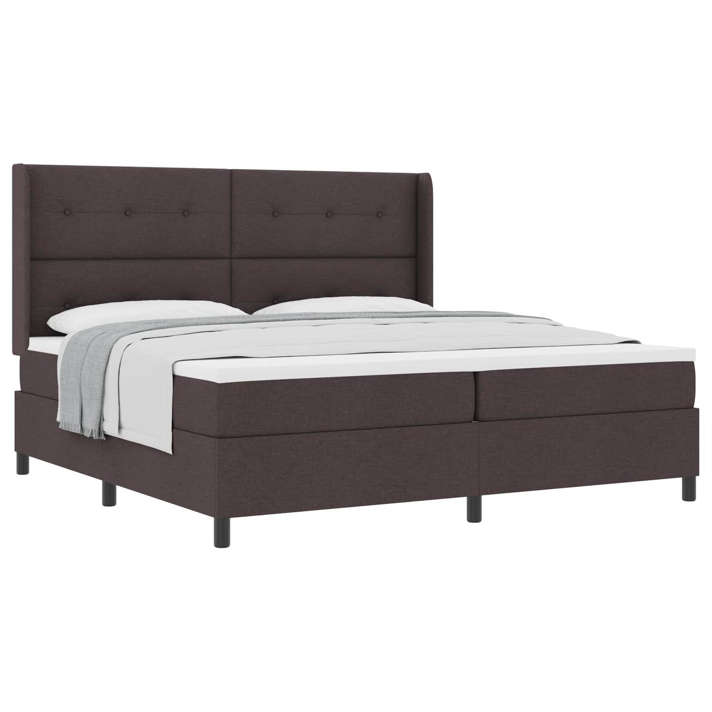 Boxspringbed met kussen Donkerbruin 200 x 200 cm Stof