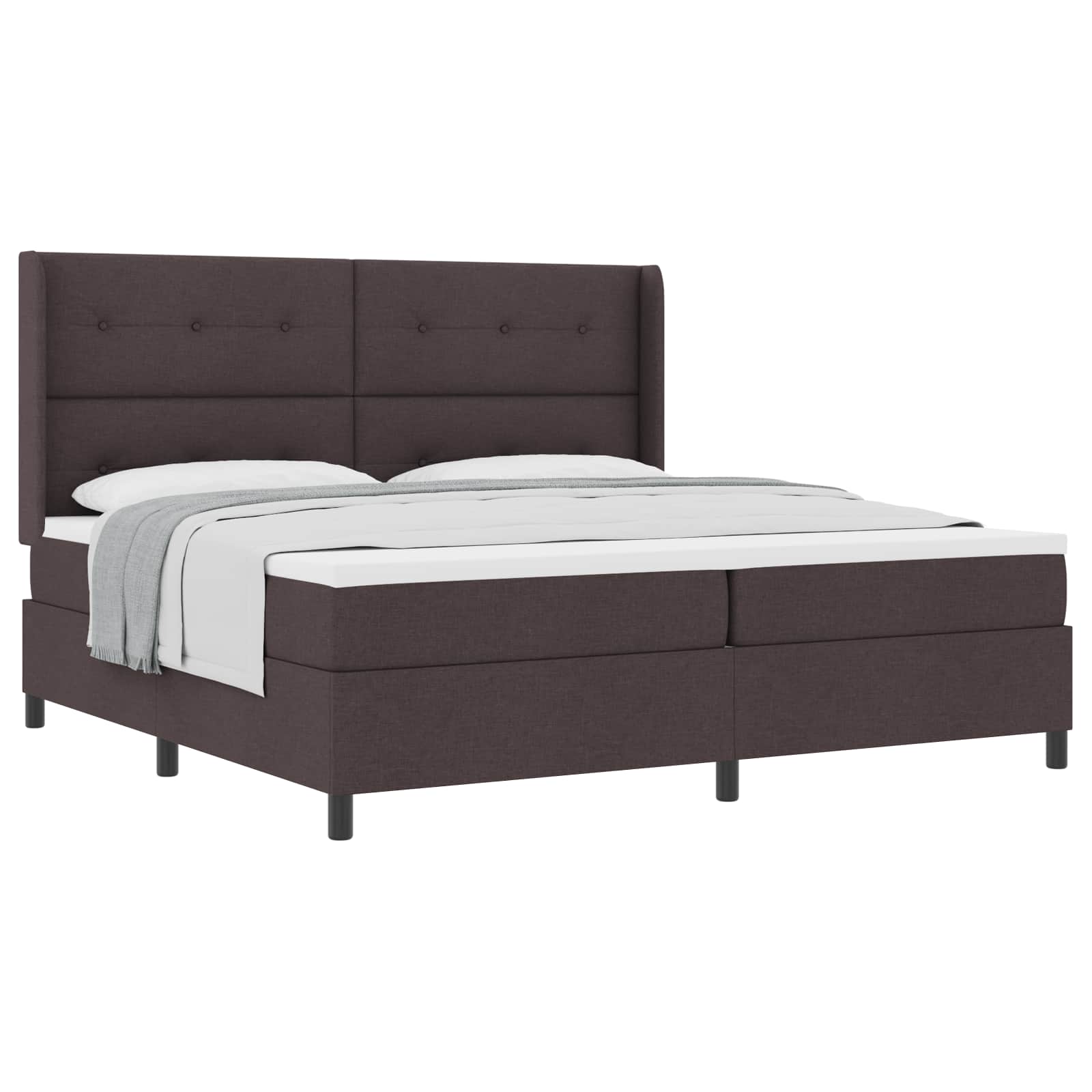 Boxspringbed met kussen Donkerbruin 200 x 200 cm Stof