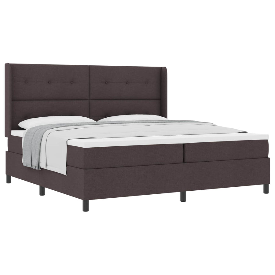 Boxspringbed met kussen Donkerbruin 200 x 200 cm Stof