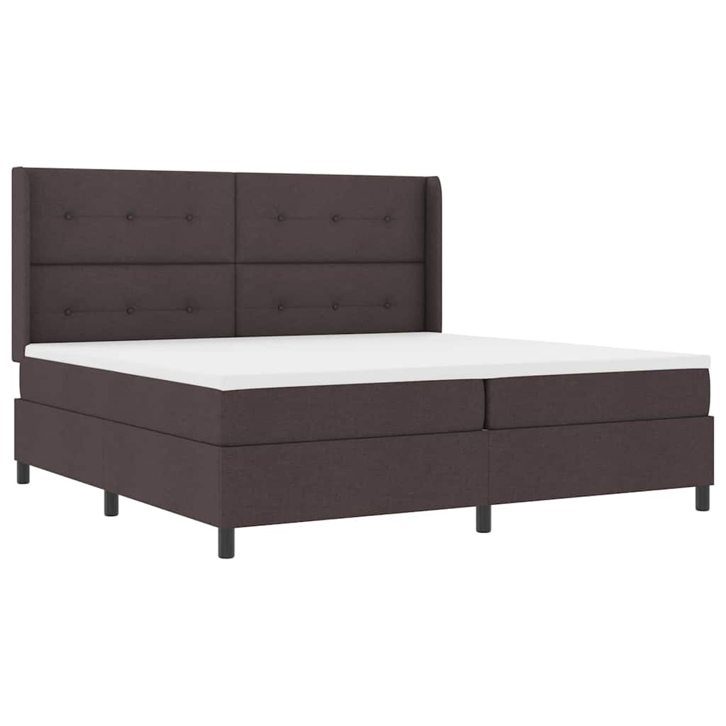 Boxspringbed met kussen Donkerbruin 200 x 200 cm Stof