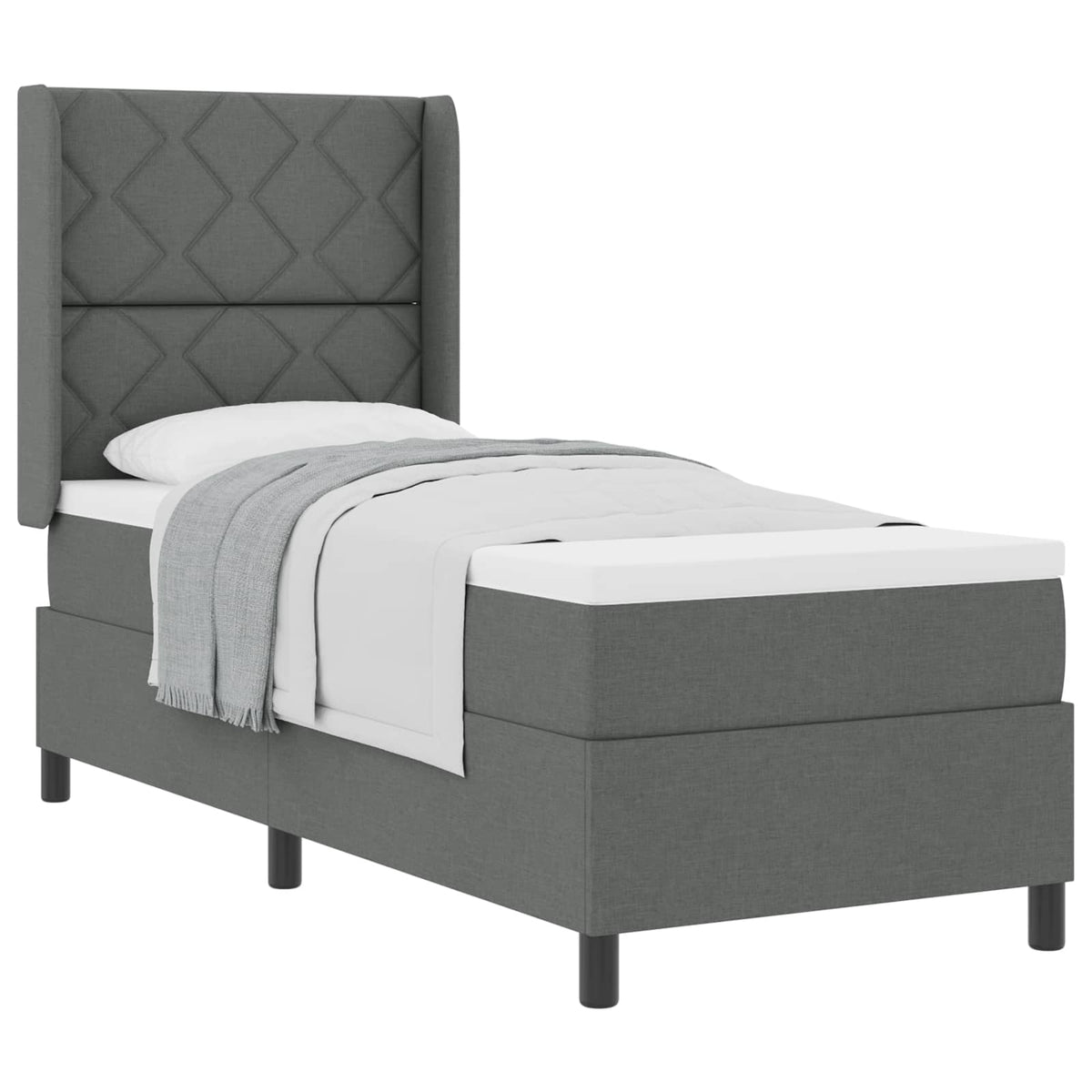 Boxspringbed met matras Donkergrijs 200 x 80 cm Stof