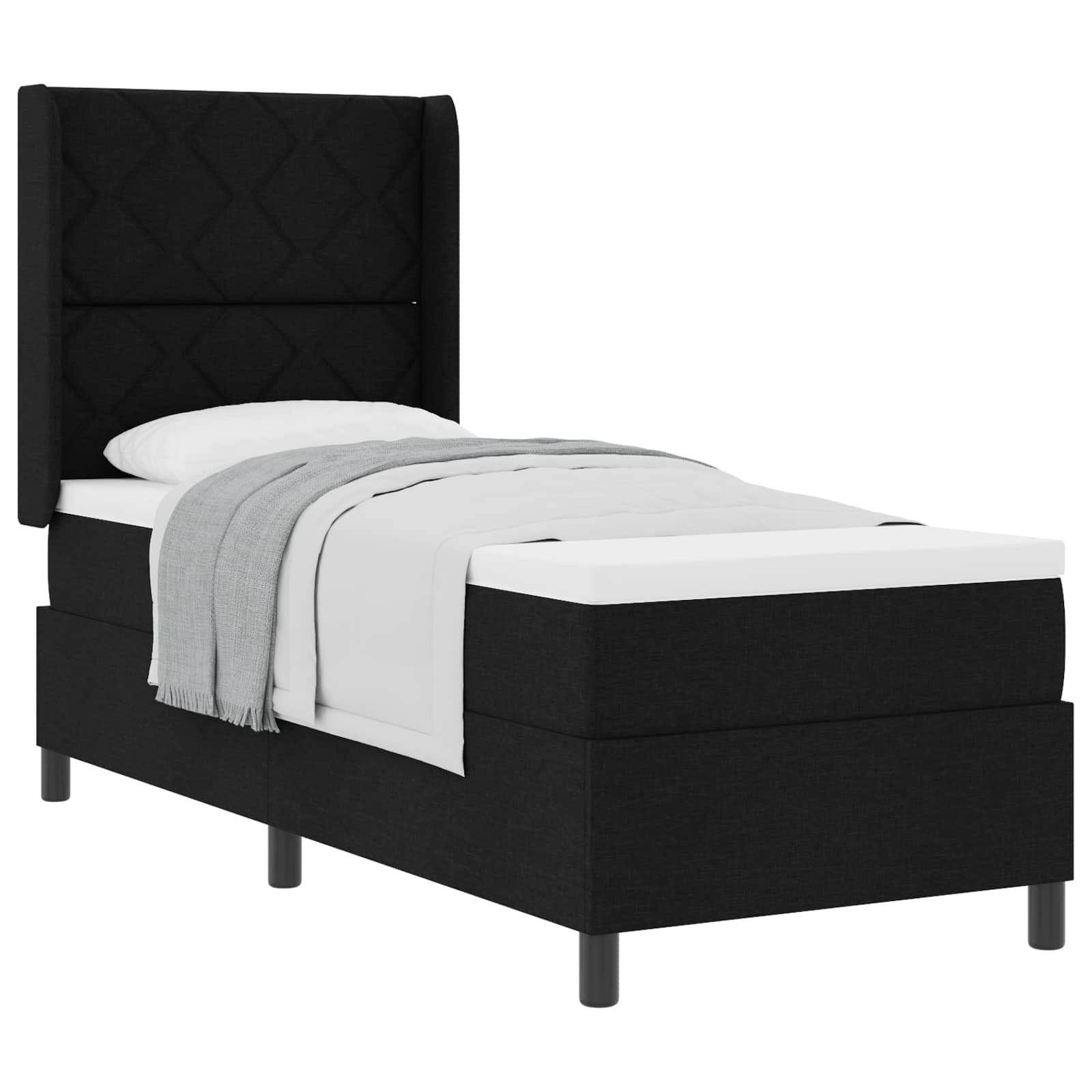 Boxspringbed met kussen met hoofdeinde Zwart 200 x 80 cm Stof