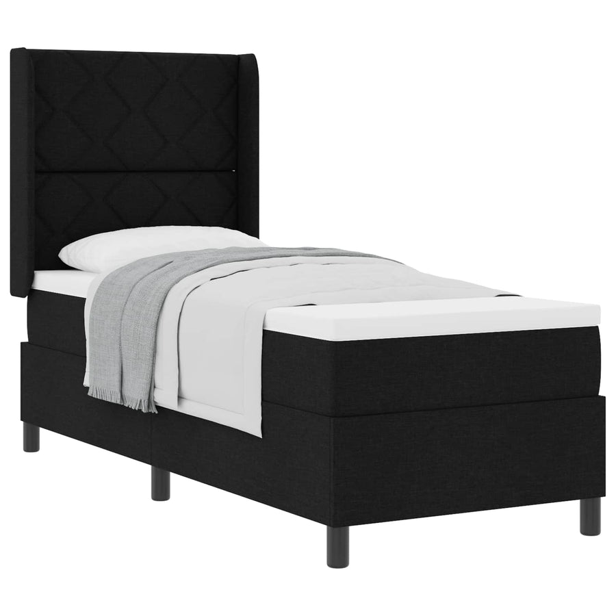 Boxspringbed met kussen met hoofdeinde Zwart 200 x 80 cm Stof