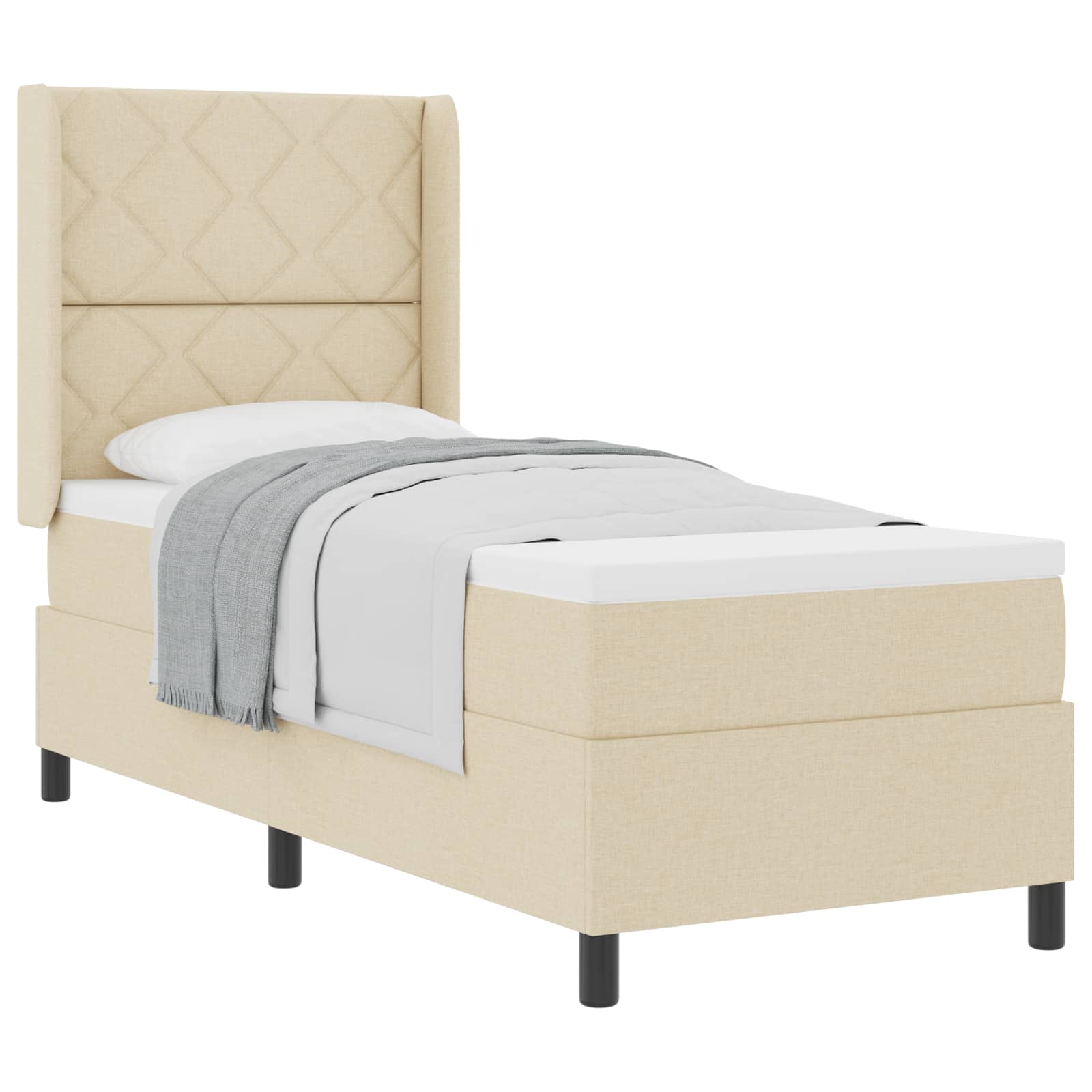 Boxspringbed met matras met hoofdeinde Crème 200 x 80 cm Stof