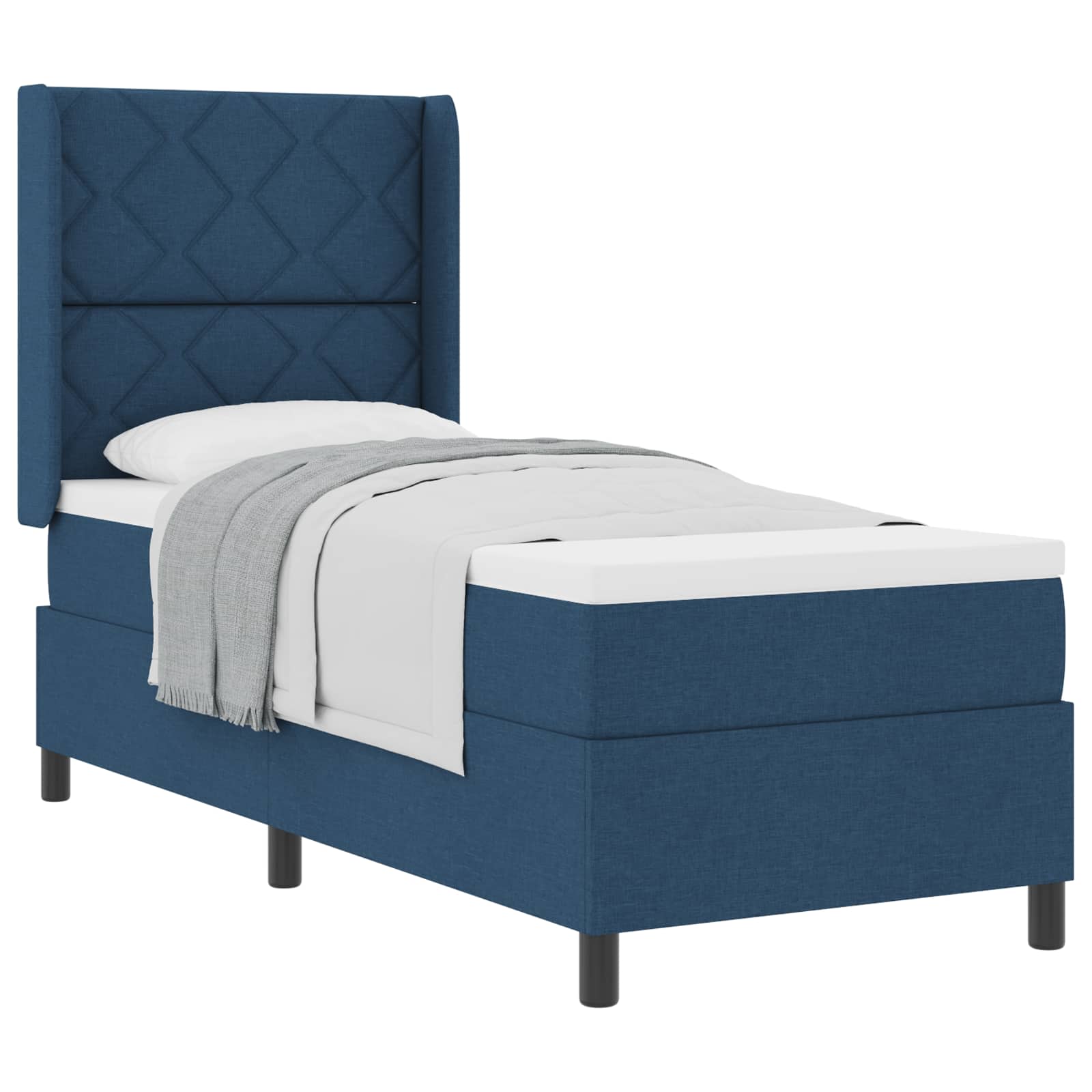 Boxspringbed met kussen met hoofdeinde Blauw 200 x 80 cm Stof