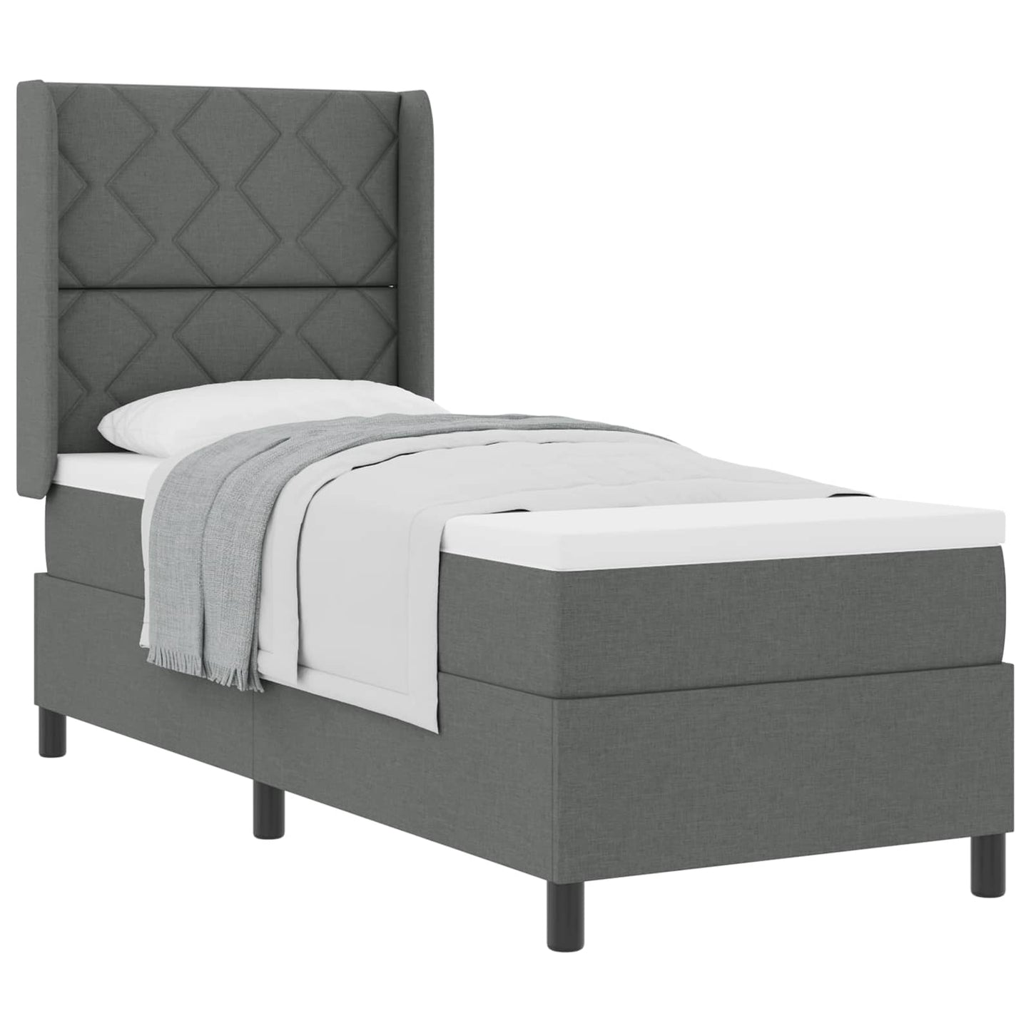 Boxspringbed met kussen Donkergrijs 190 x 90 cm Stof