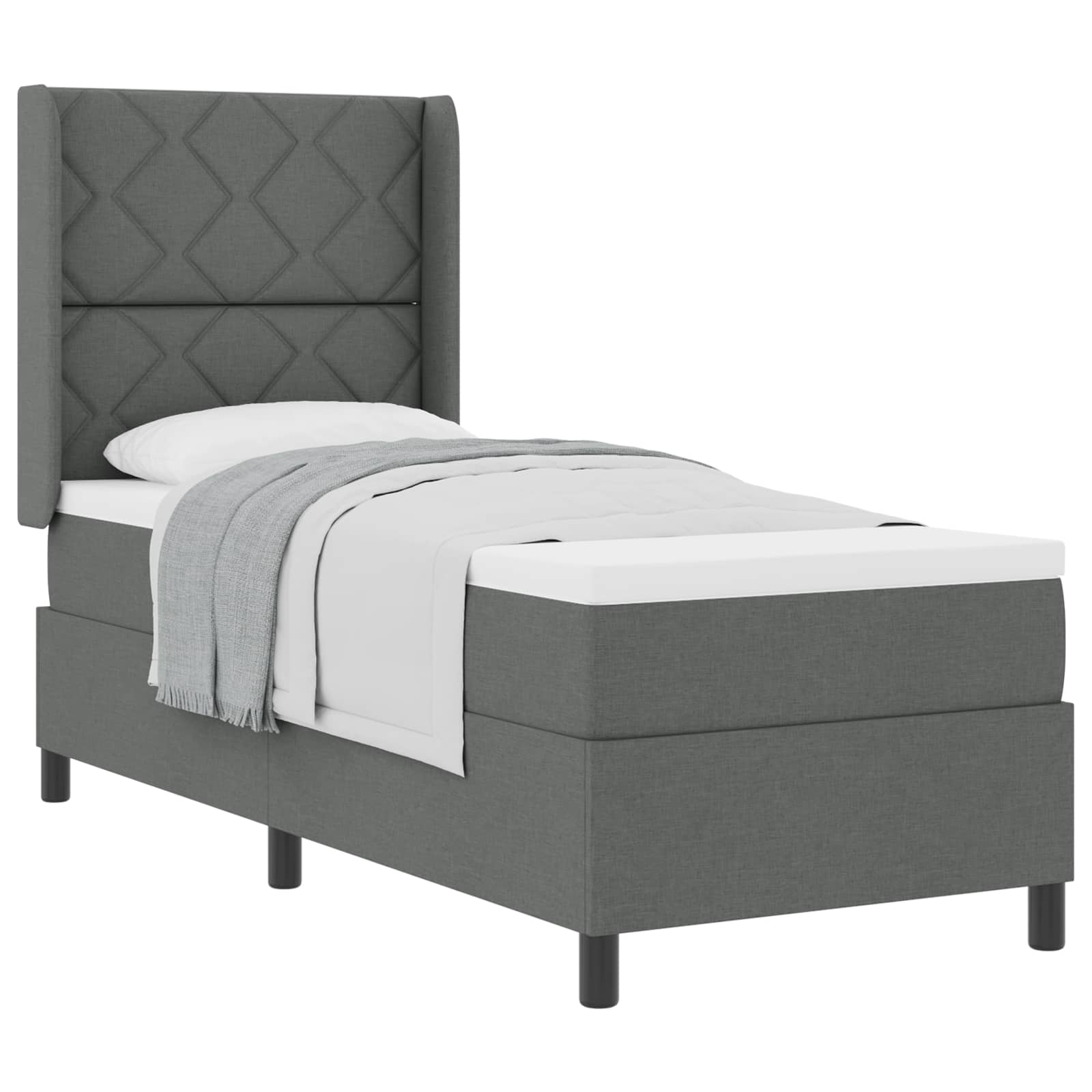 Boxspringbed met kussen Donkergrijs 190 x 90 cm Stof
