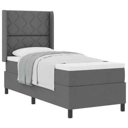 Boxspringbed met kussen Donkergrijs 190 x 90 cm Stof