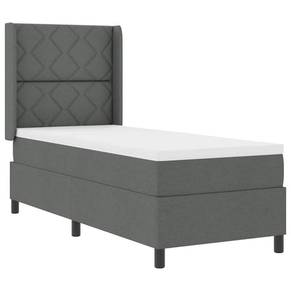 Boxspringbed met kussen Donkergrijs 190 x 90 cm Stof