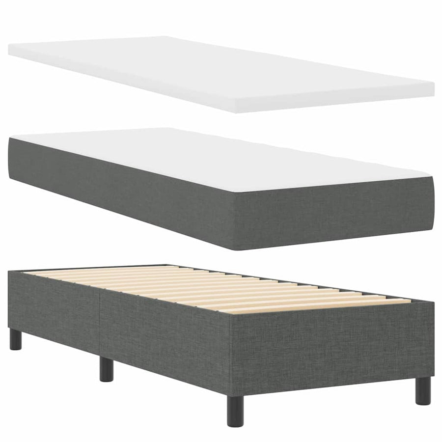 Boxspringbed met kussen Donkergrijs 190 x 90 cm Stof