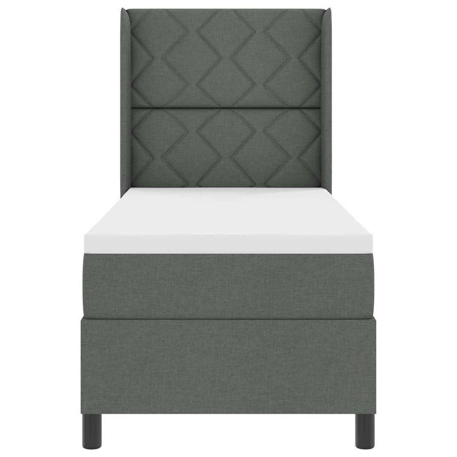 Boxspringbed met kussen Donkergrijs 190 x 90 cm Stof