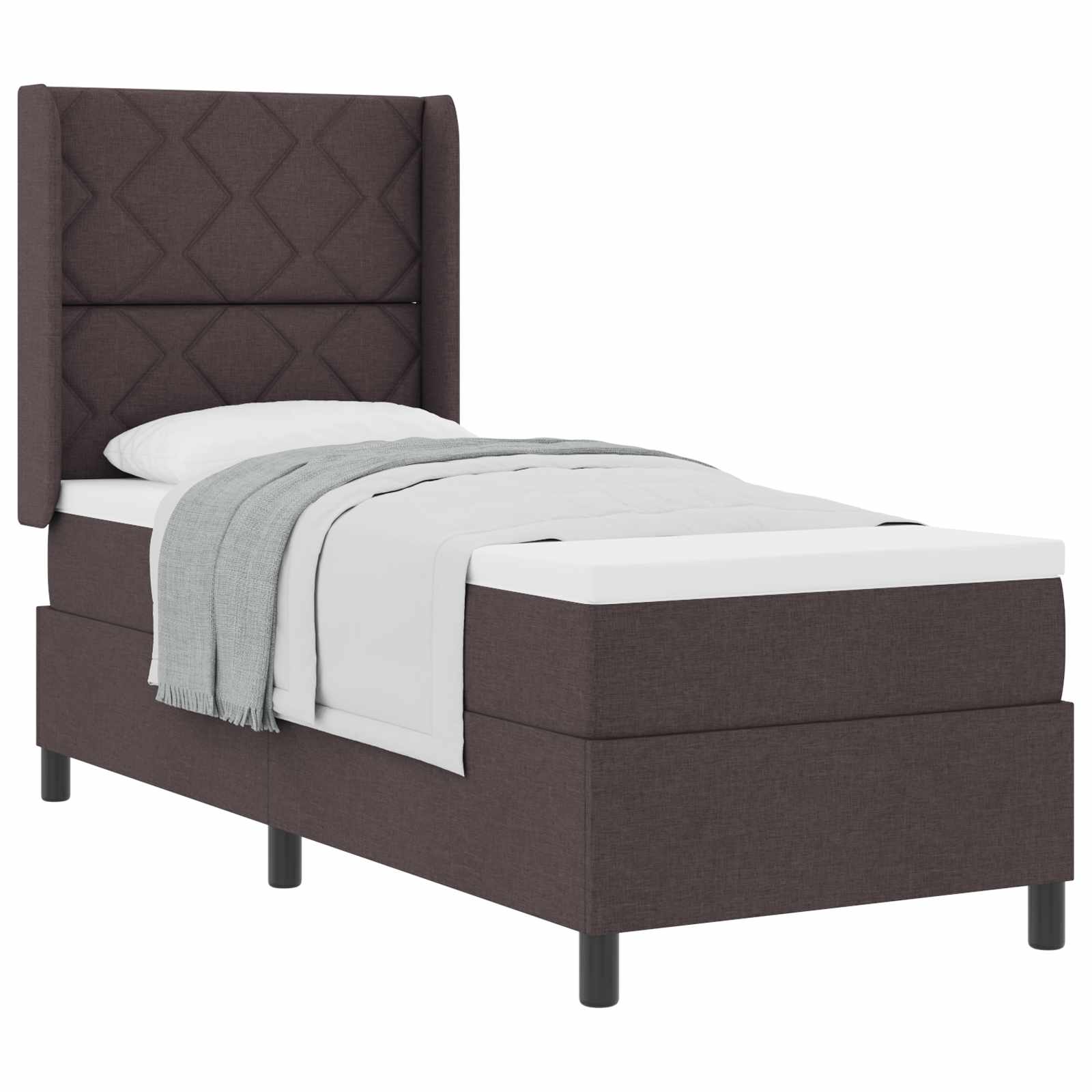 Boxspringbed met kussen Donkerbruin 190 x 90 cm Stof