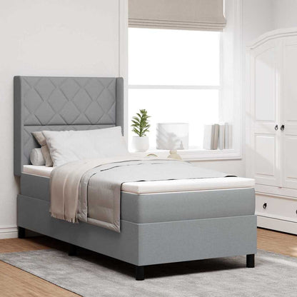 Boxspringbed met kussen Lichtgrijs 200 x 90 cm Stof