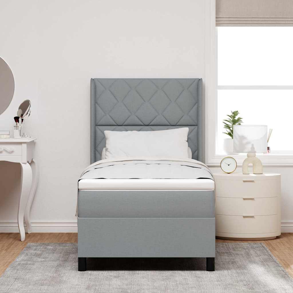 Boxspringbed met kussen Lichtgrijs 200 x 90 cm Stof