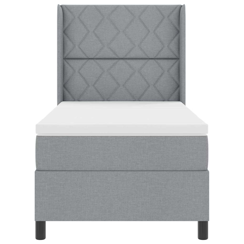 Boxspringbed met kussen Lichtgrijs 200 x 90 cm Stof