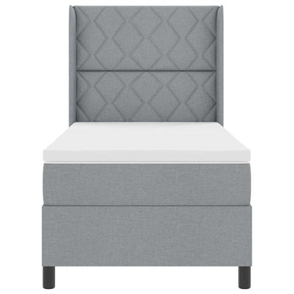 Boxspringbed met kussen Lichtgrijs 200 x 90 cm Stof