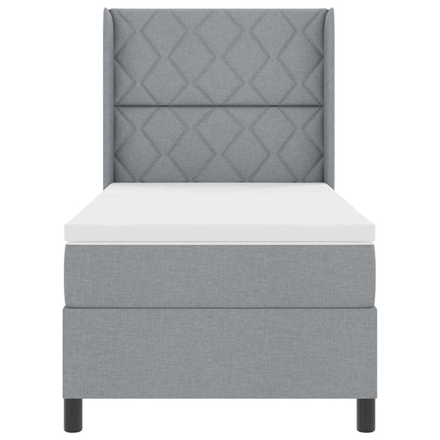 Boxspringbed met kussen Lichtgrijs 200 x 90 cm Stof